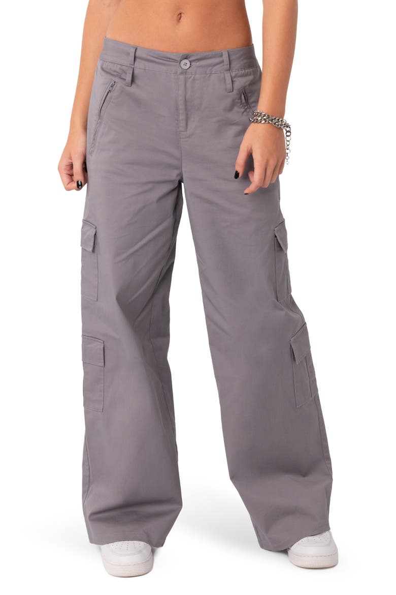 Zaria Stretch Cotton Cargo Pants, Main, color, GRAY