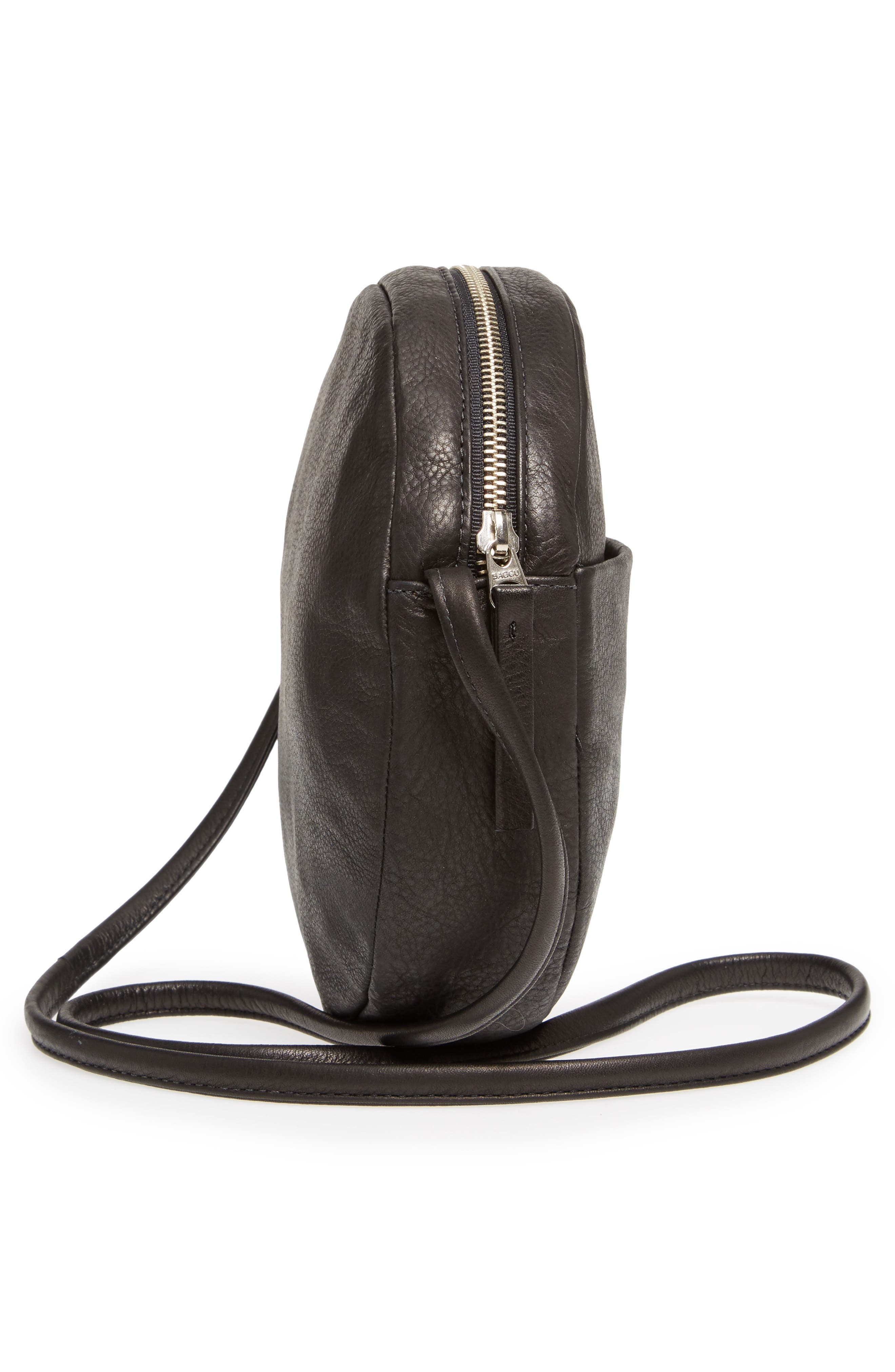 Baggu Circle Calfskin Leather Crossbody Bag, Alternate, color, 