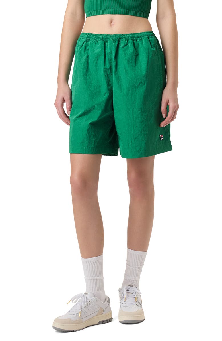 FILA x Hailey Nylon Crinkle Shorts, Main, color, Fila Green