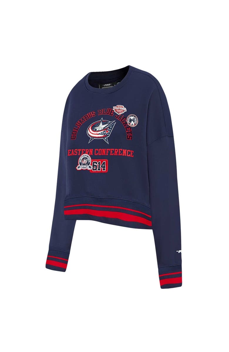 PRO STANDARD Women's Pro Standard  Navy Columbus Blue Jackets Area Code Cropped Pullover Sweatshirt, Alternate, color, 