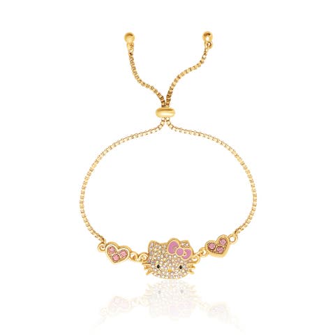 Adjustable Bracelet with Pave Pink Bow 
Crystals