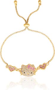 Hello Kitty Adjustable Bracelet with Pave Pink Bow & Crystals