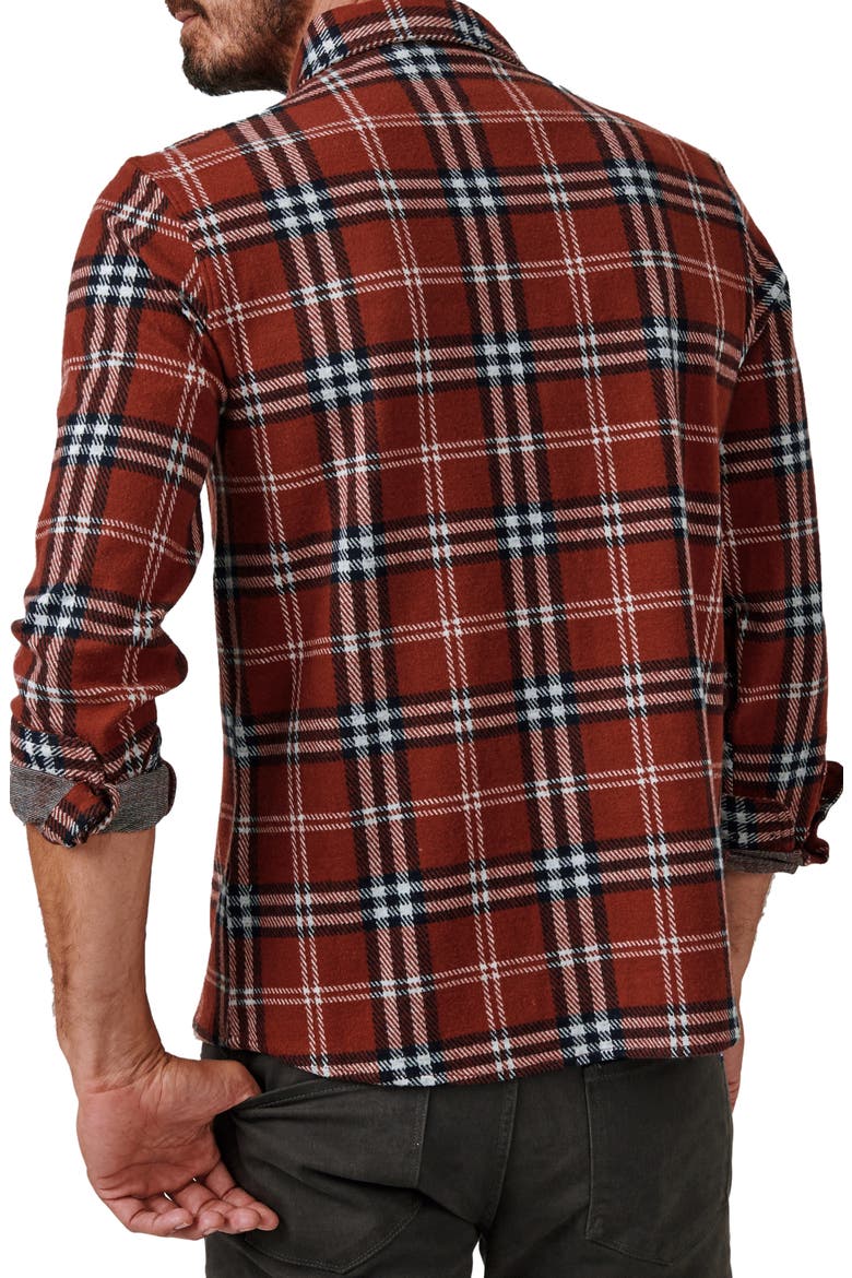 Generation Plaid Stretch Flannel Button-Up Shirt, Alternate, color, AMBER