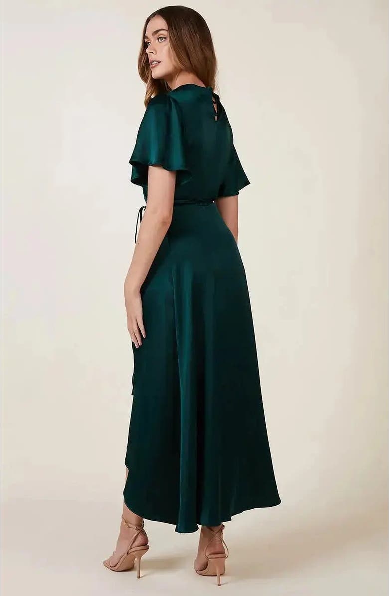 Rewritten Florence Waterfall Hem Dress, Alternate, color, Forest Green