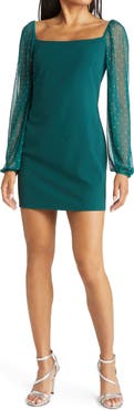 Jump Apparel Rhinestone Embellished Long Sleeve Minidress