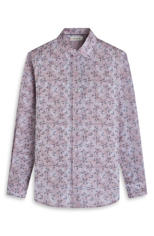 Bugatchi Julian Shaped Fit Leaf Print Button-up Shirt In Pink