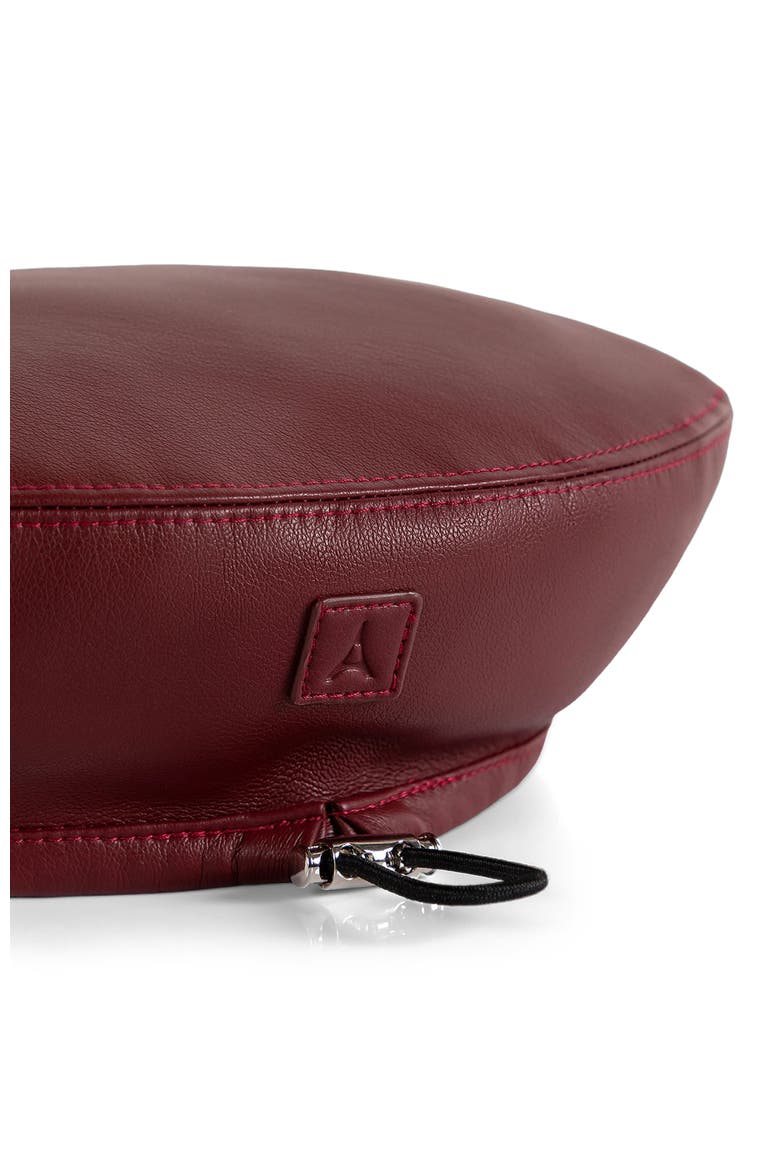 Anya Leather Beret, Alternate, color, Wine Red