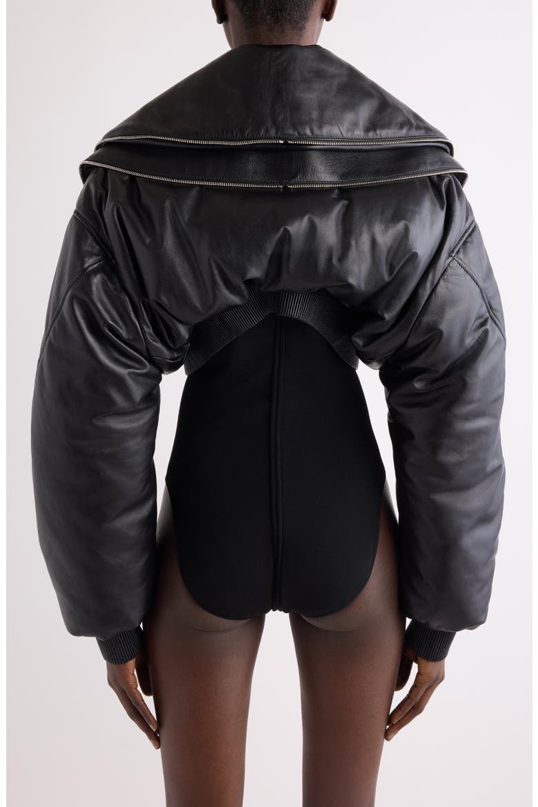 Crop Double Zip Collar Bomber Jacket, Alternate, color, BLACK