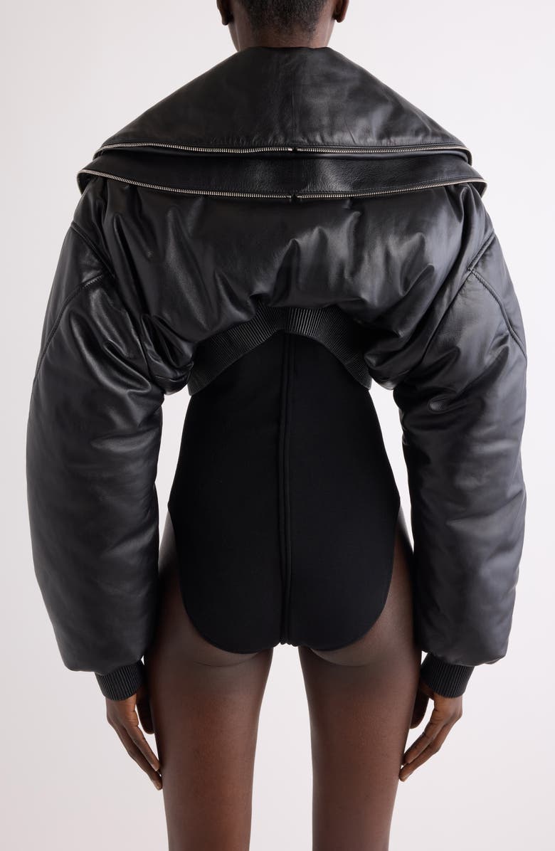 Givenchy Crop Double Zip Collar Bomber Jacket, Alternate, color, Black