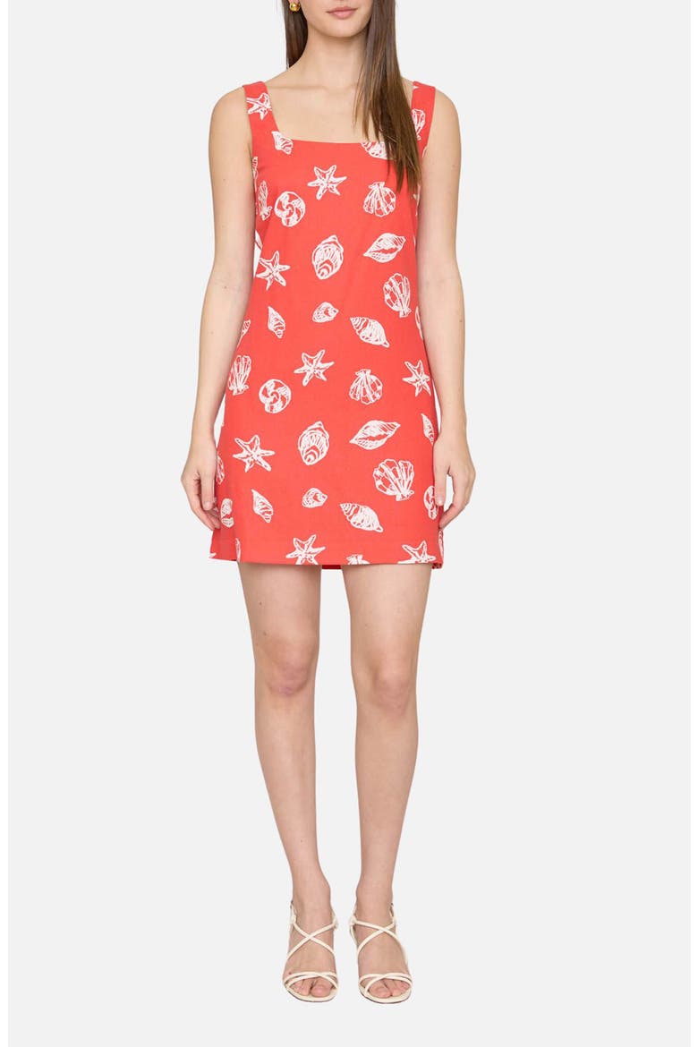 Shell Print Minidress, Main, color, RED