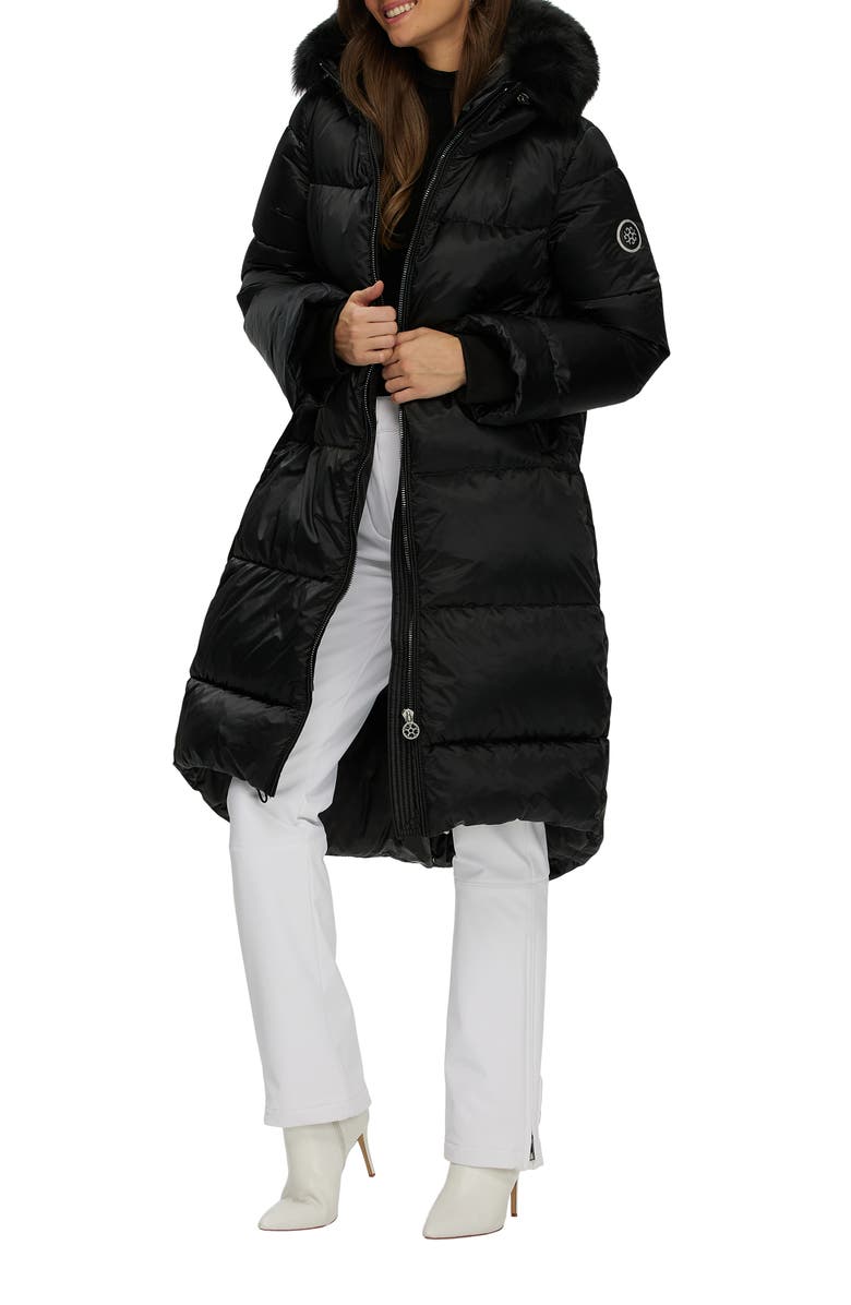 GORSKI Apres-Ski Long Coat With Detachable Trim, Alternate, color, Black/Black