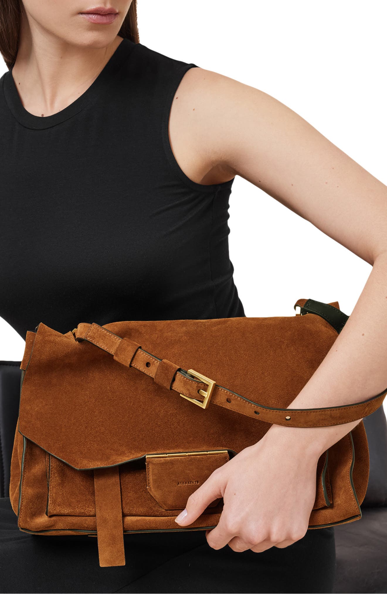Женские сумки AllSaints Ursa Suede Satchel — фото 7