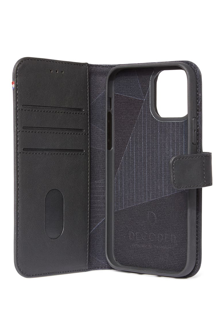 iPhone 12 Pro Max Leather Wallet with Detachable Case, Alternate, color, BLACK