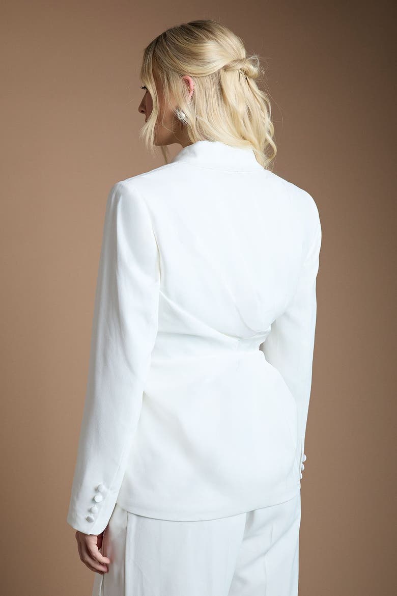 Satin Collared Neck Bridal Blazer, Alternate, color, Ivory
