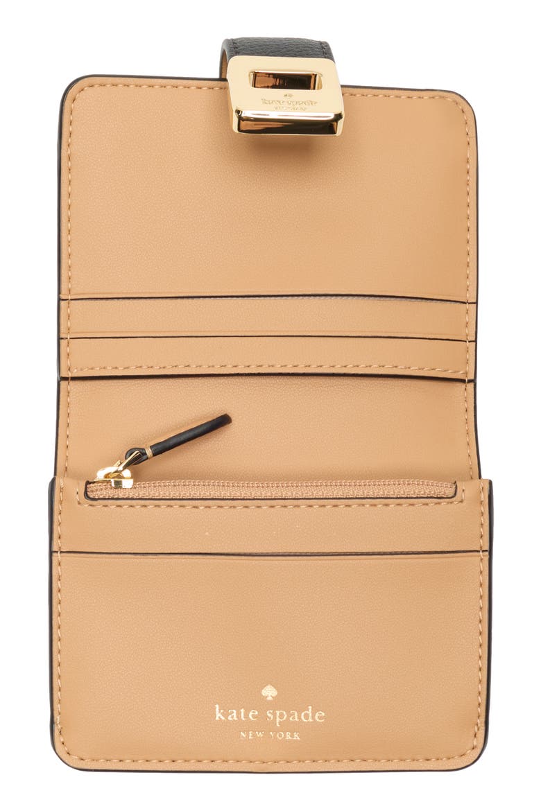 phoebe refined leather card case, Alternate, color, BLACK