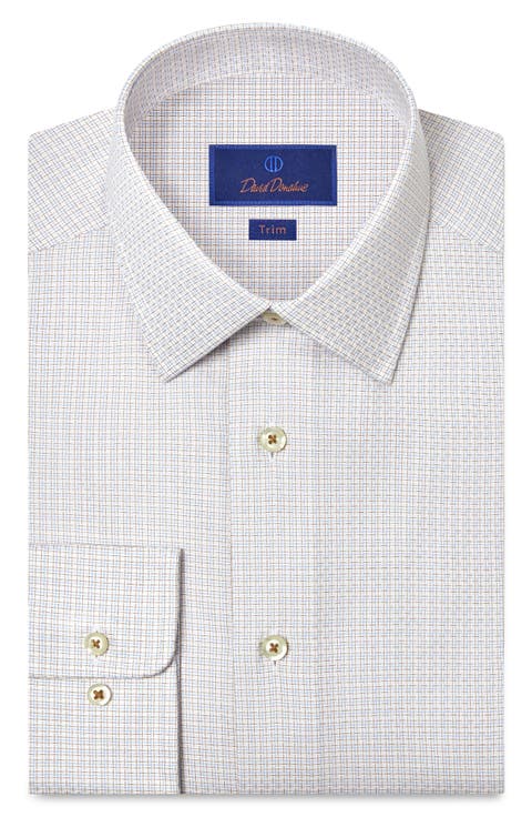 Trim Fit Check Cotton Dobby Dress Shirt