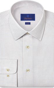 David Donahue Trim Fit Check Cotton Dobby Dress Shirt