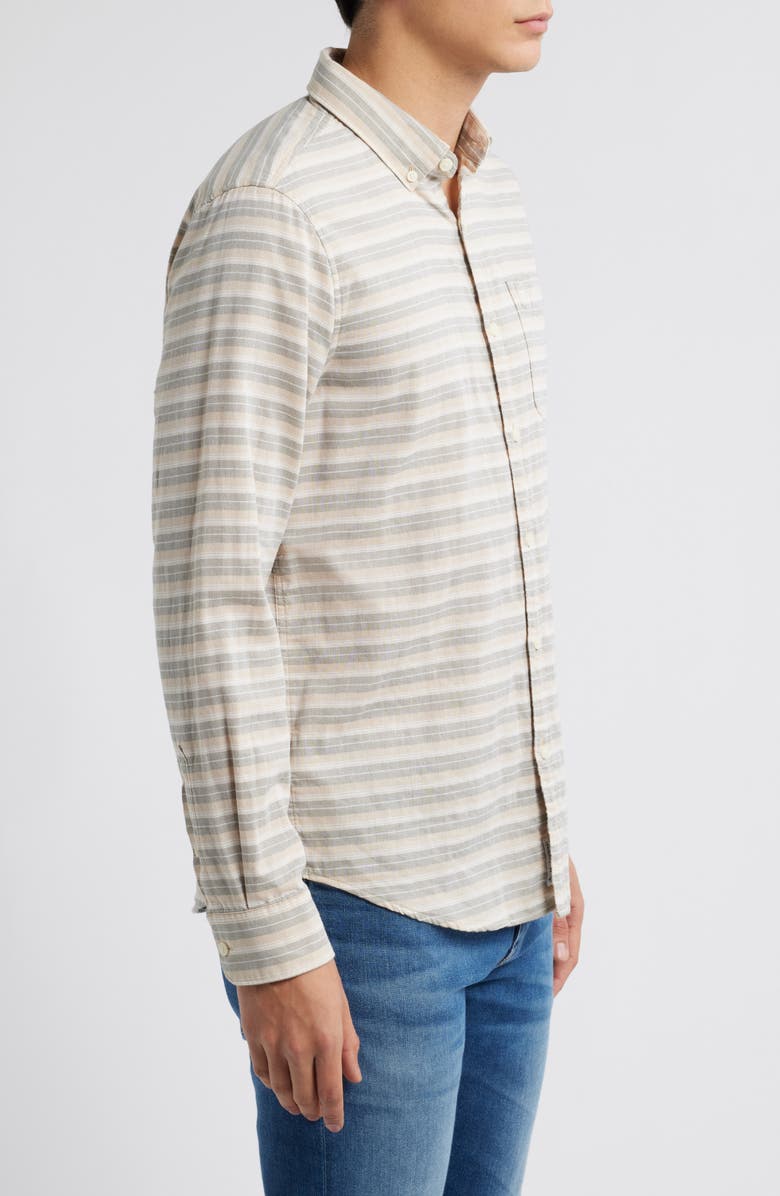 Original Penguin Horizontal Stripe Cotton Button-Up Shirt, Alternate, color,