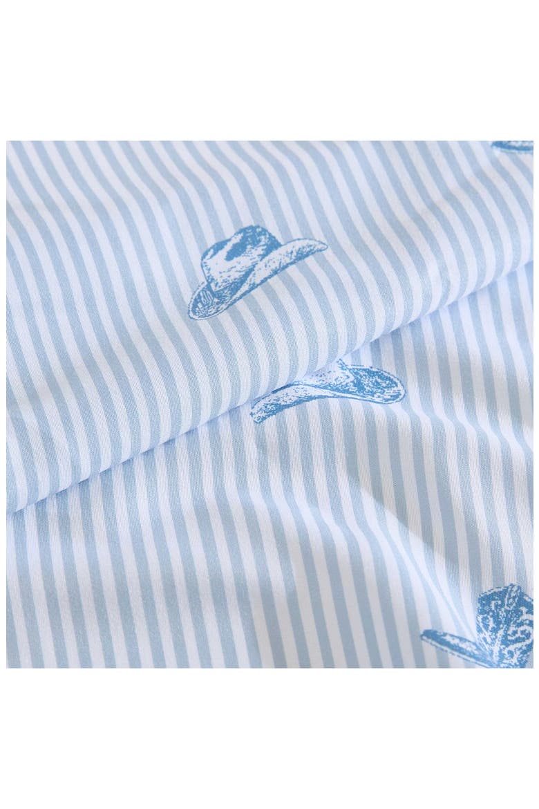 Cowboy Pinstripe Printed Microfiber Sheet Set, Alternate, color, LIGHT BLUE