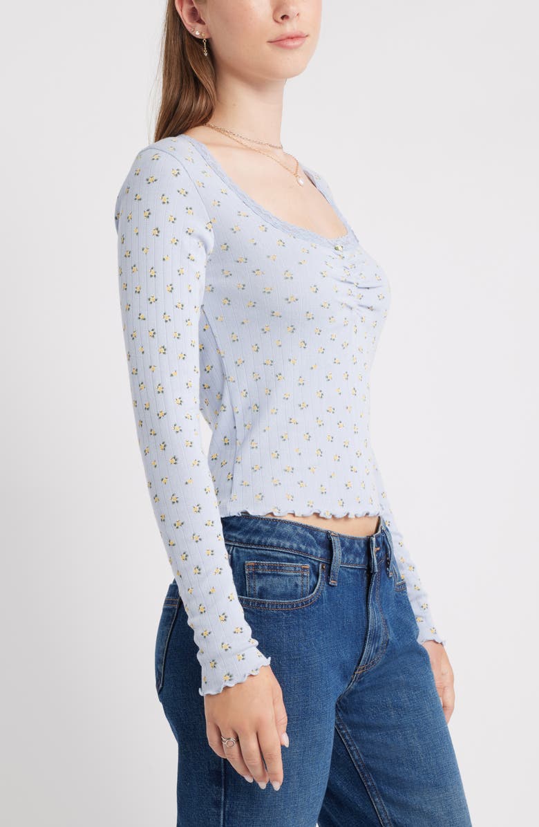 BP. Pointelle Long Sleeve T-Shirt, Alternate, color, Blue Rosette Ditsy