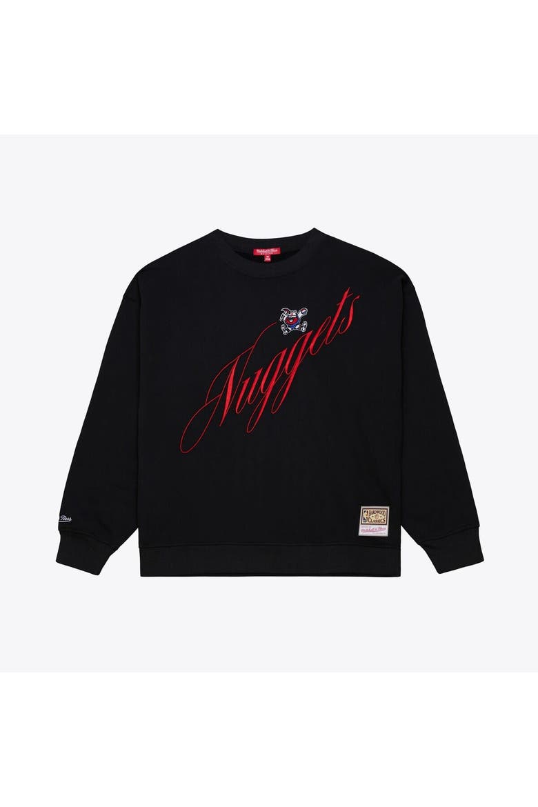 Women's Mitchell & Ness  Black Denver Nuggets Hardwood Classics Script Lightweight Sweatshirt, Main, color, Black