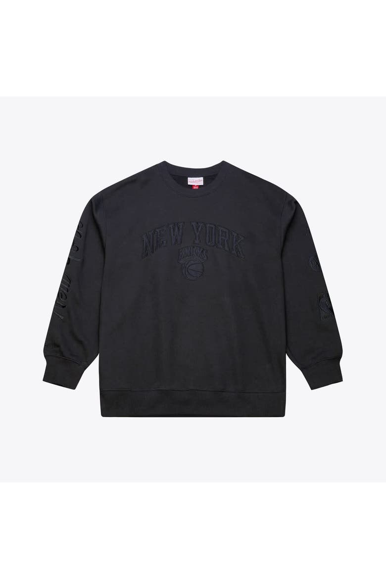 Men's Mitchell & Ness Black New York Knicks Phantom Fleece Sweatshirt, Alternate, color, Black