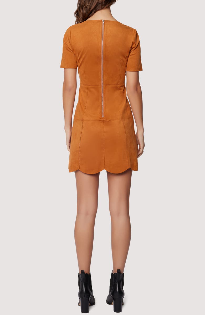 Lost + Wander Amore Faux Suede Minidress, Alternate, color, Caramel