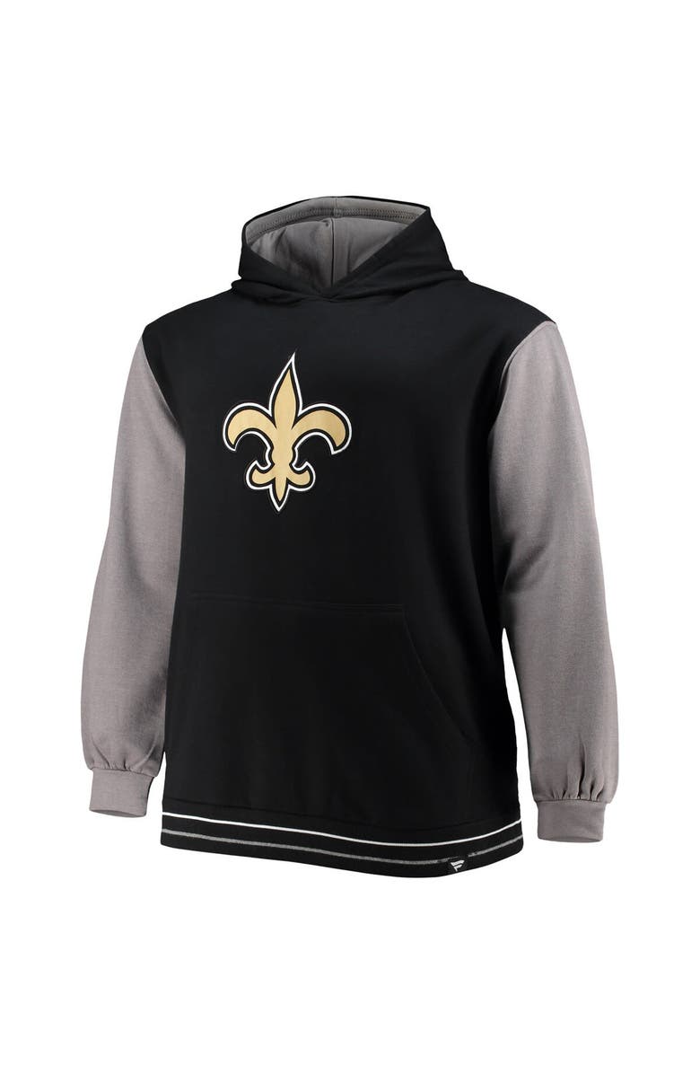 FANATICS Men's Fanatics Branded Black/Gray New Orleans Saints Big & Tall Block Party Pullover Hoodie, Alternate, color, 