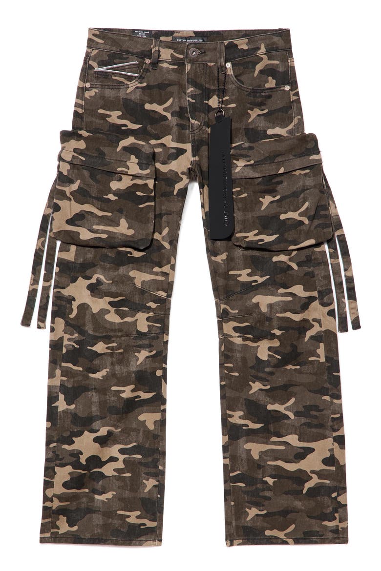 Grunge Camo Baggy Fit Cargo Jeans, Alternate, color, JAVA CAMO