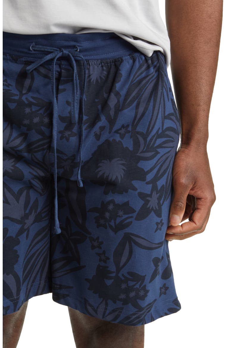 La Palmera Floral Lounge Shorts, Alternate, color, INDIGO LEAF