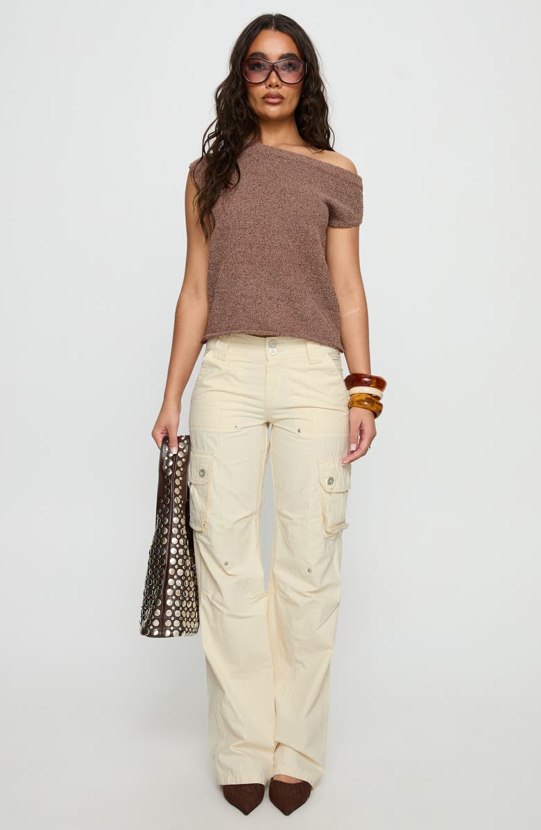 Princess Polly Ashfield Off the Shoulder Sweater, Alternate, color, Brown