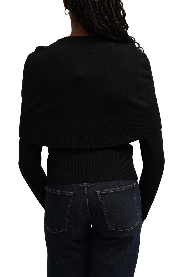 Rib Overlay Sweater, Alternate, color, BLACK