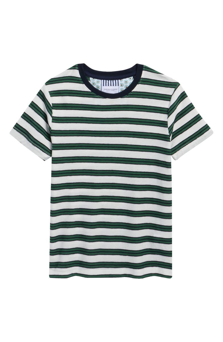 DENIM AND FLOWER Kids' Stripe T-Shirt, Main, color, White