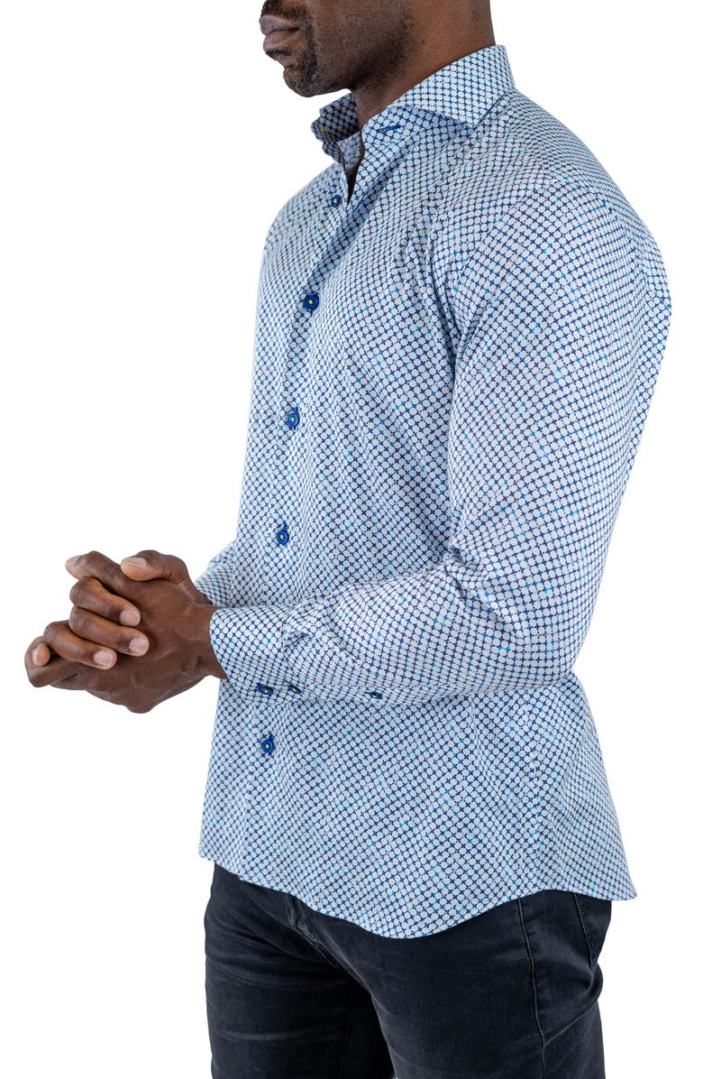Maceoo Einstein Stretchsymbol 20 Geo Print Cotton Button-Up Shirt, Alternate, color, White