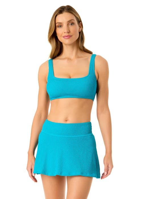 ANNE COLE LIVE IN COLOR TEXTURED CLASSIC SQUARE NECK BRALETTE BIKINI SWIM TOP