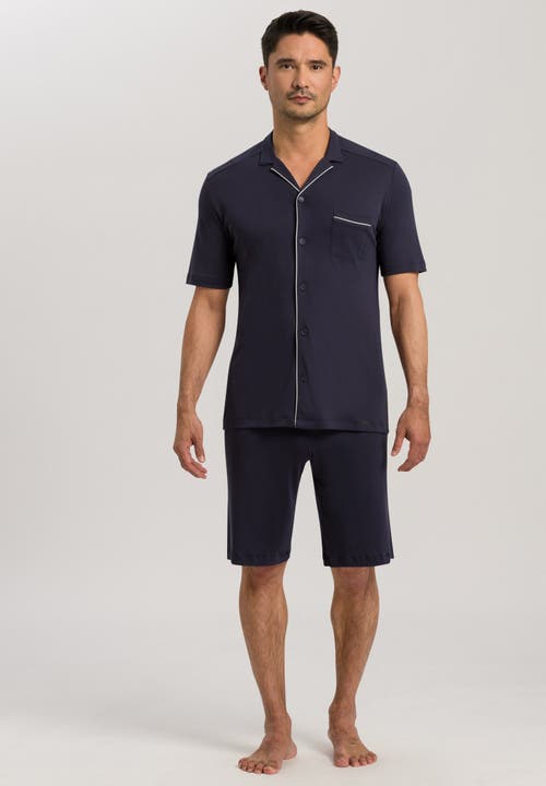 Hanro Night And Day Button Front Cotton Pajama Set In Black Iris