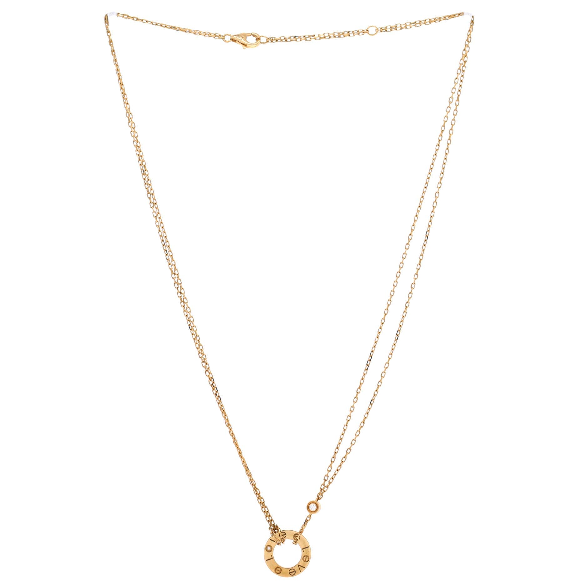 2 Diamonds Love Pendant Necklace 18K Yellow Gold and Diamonds, Alternate, color, Metallic Gold