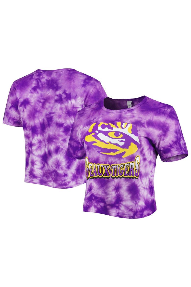 Women's ZooZatz Purple LSU Tigers Cloud-Dye Cropped T-Shirt, Main, color, Purple