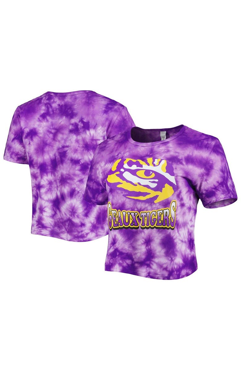 ZOOZATZ Women's ZooZatz Purple LSU Tigers Cloud-Dye Cropped T-Shirt, Main, color, 