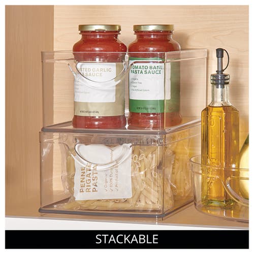 Idesign Stackable Pantry Storage Bin For Cabinets Or Fridge, Set Of 2, Clear, Made In Transparent