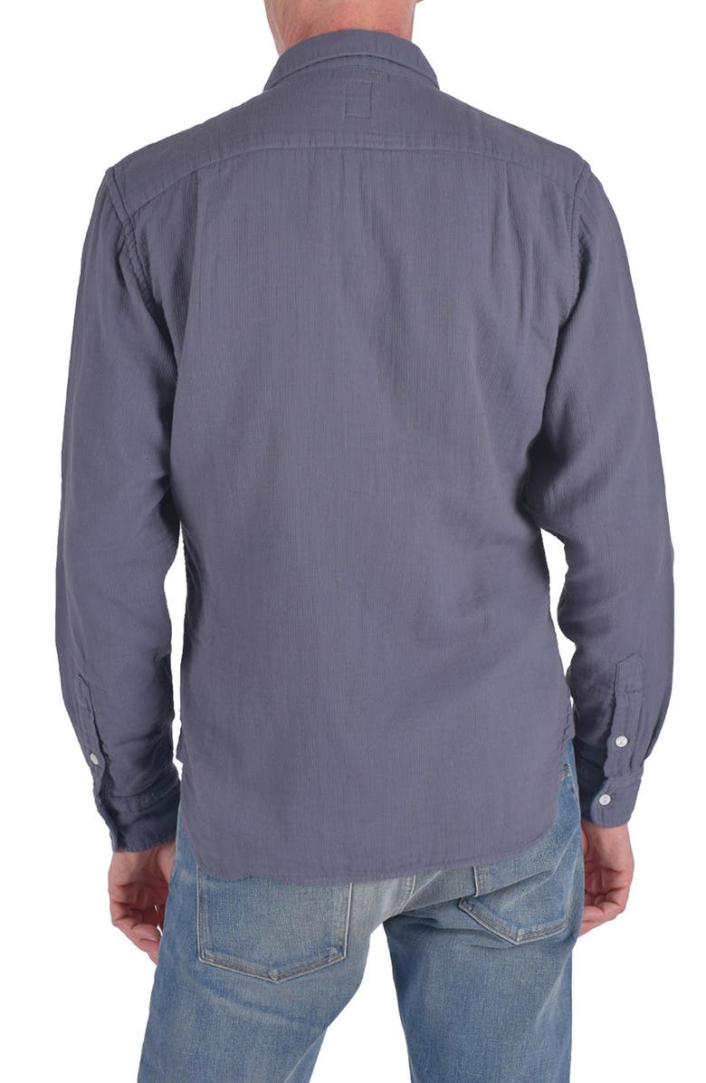 HIROSHI KATO The Ripper Waffle Weave Cotton Button-Up Shirt, Alternate, color, Charcoal