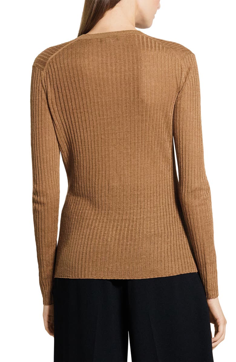 Theory Rib Cardigan, Alternate, color, Mid Khaki