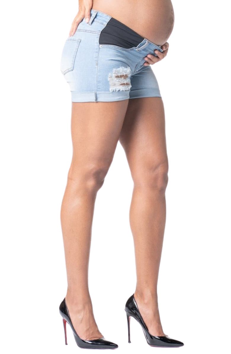 Preggo Leggings Soma Maternity Denim Shorts, Alternate, color, Blue
