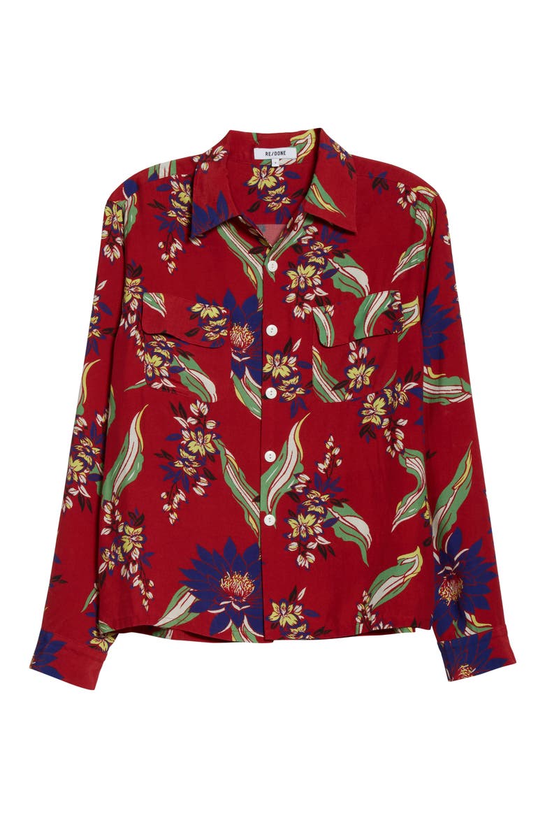 '40s Floral Print Shirt, Alternate, color, LOTUS PRINT