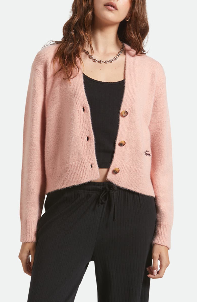 Brixton Town Fuzzy Cardigan, Main, color, Mellow Rose