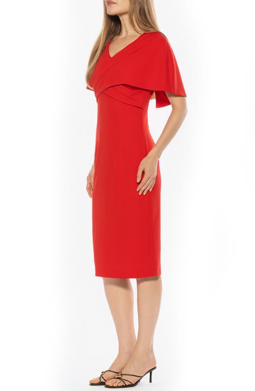 Alexia Admor Noor Wrap Bodice Midi Sheath Dress In Red