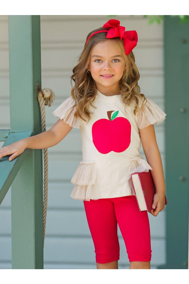 Apple-y Ever After Ruffle Top and Legging Set, Alternate, color, Red