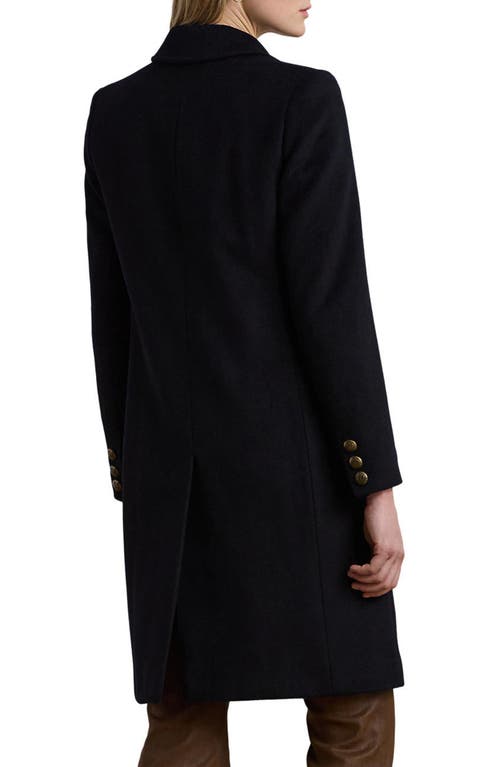 Ralph Lauren Crest-patch Wool-blend Coat In Black