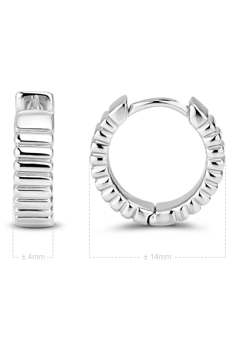 Ribbed Hoop Earrings in Rhodium Plated Sterling Silver, Alternate, color, Silver