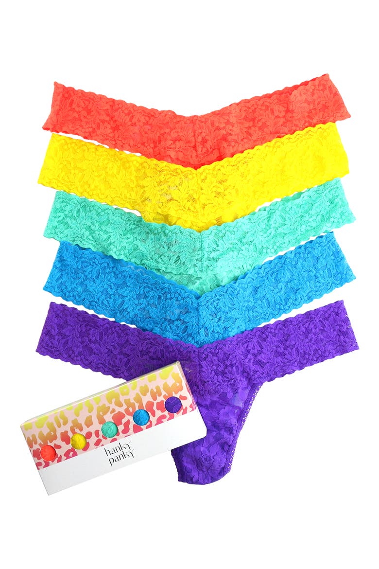 Assorted 5-Pack Lace Original Rise Thongs, Alternate, color, SUMMER 2021
